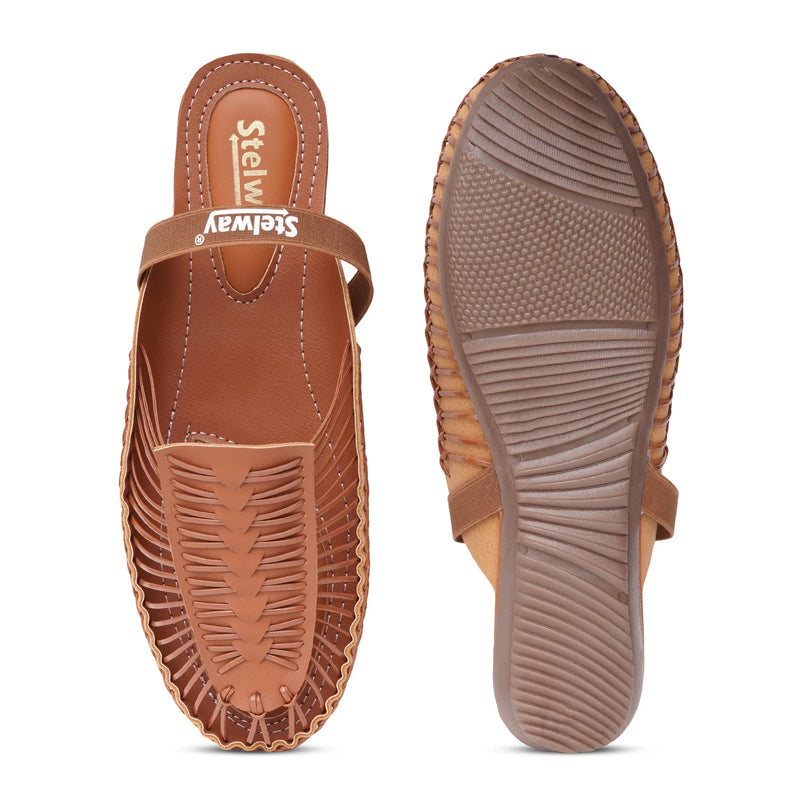 Tan Handcrafted Flat Sandal Clogs-8