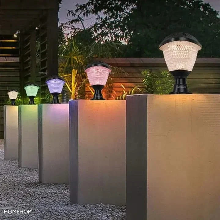 Solar Lights For Gate Pillar Outdoor Waterproof Pillar Wall Decoration Lamp for Home, Garden, Yards ( RGB, Triangle )
