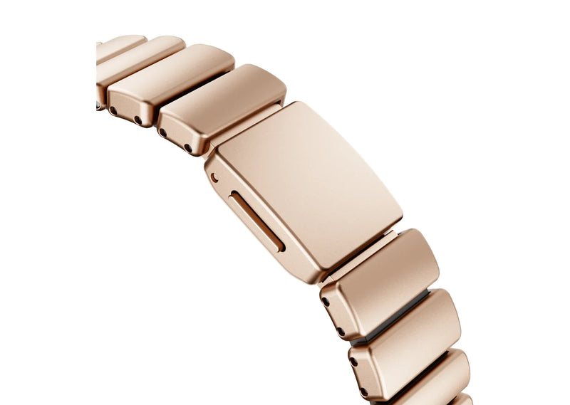 Interior view of the gold stainless steel Apple Watch strap showing soft black silicone lining for enhanced comfort, sweat resistance and all-day wear with Apple Watch Ultra 3, Series 11, Series 10 and Apple Watch SE.