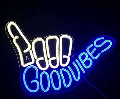 Good Vibes Neon Sign Light for Wall Décor 12*16 Inch Neonsignsindia