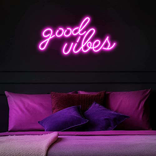 Good Vibes Neon Sign (Pink) (12x6 inches) Neonsignsindia