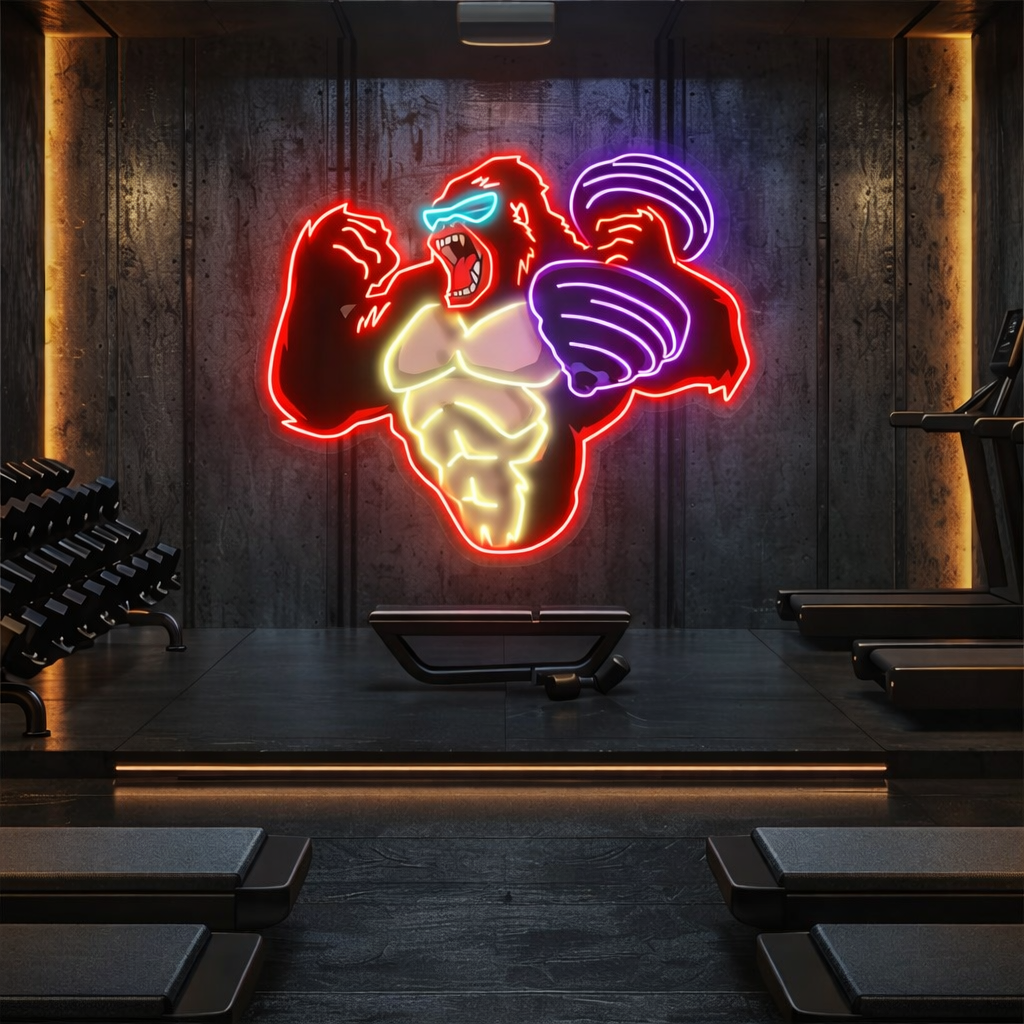 Gorilla Strength Neon LED Sign – Power Gym Wall Decor Neonsignsindia