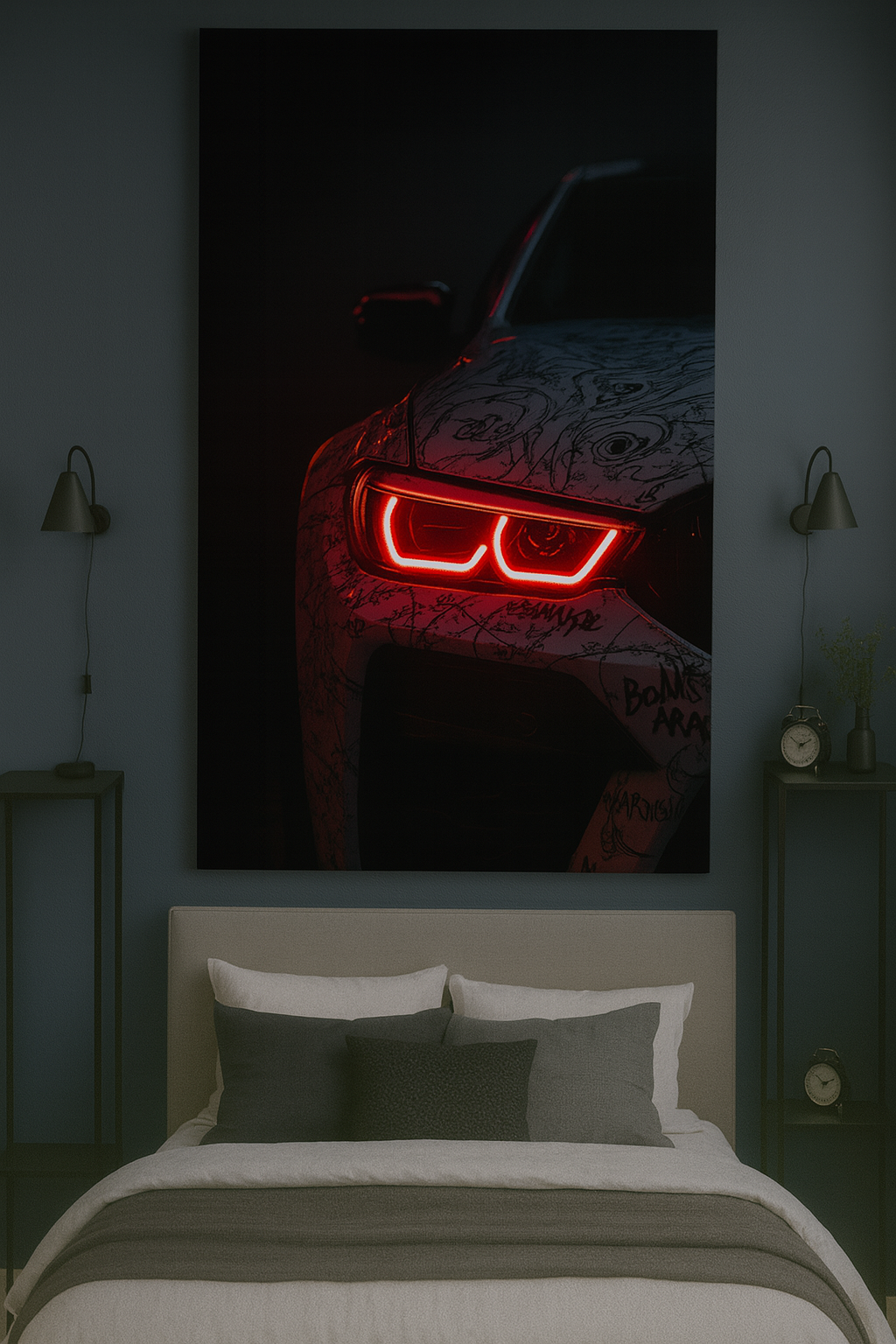 Graffiti BMW Red Neon Headlight – 6mm Neon Flex Wall Art Neonsignsindia