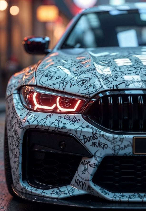 Graffiti BMW Red Neon Headlight – 6mm Neon Flex Wall Art Neonsignsindia