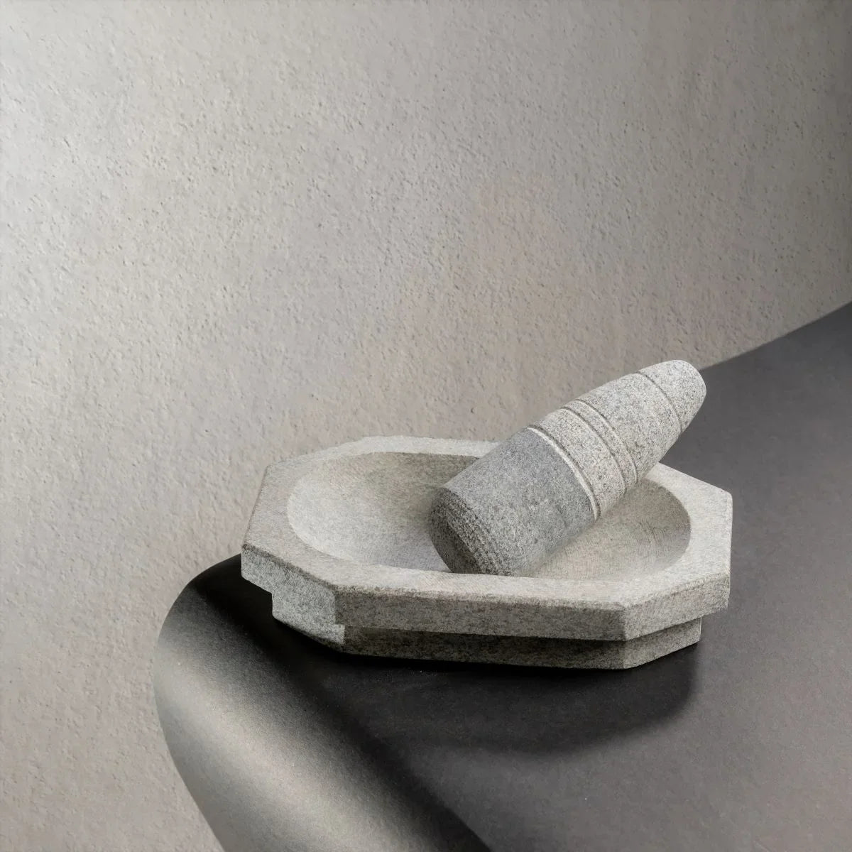 Granite Mortar and Pestle Top View-Zishta Traditional Kitchen Accessories