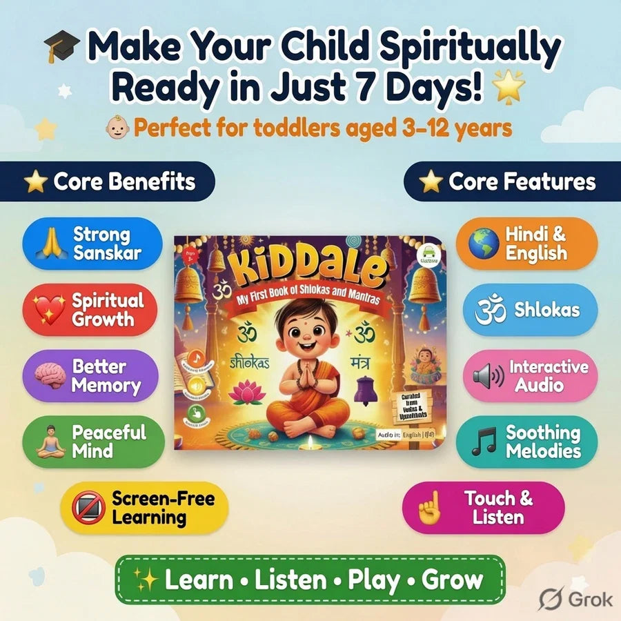 Kiddale's My First Audio Book of Shlokas & Mantras| Introduce Hindu Gods, Shlokas, Mantras to Young Kids(3-15 years)