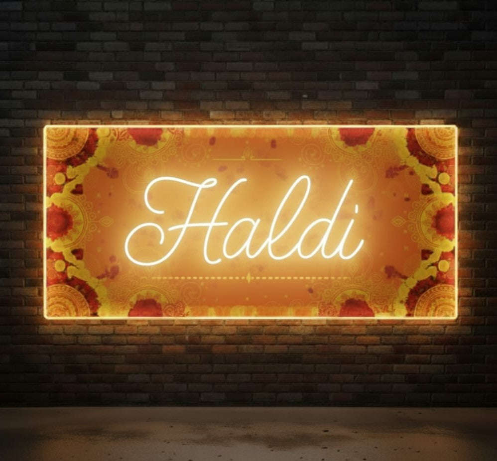 Haldi Ceremony Neon Sign – Vibrant LED Backdrop for Wedding Celebrations Neonsignsindia