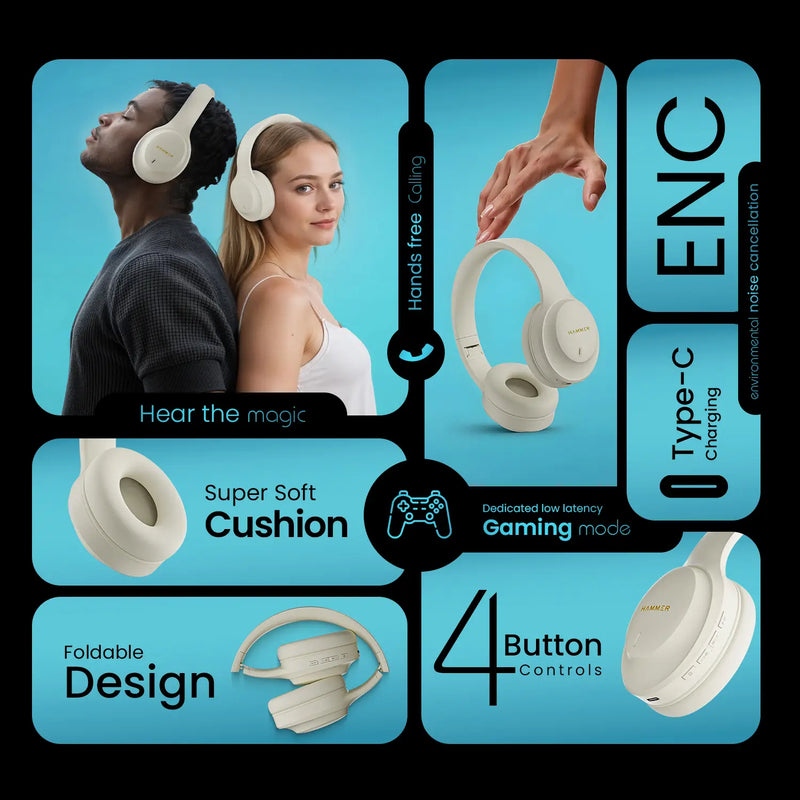 Hammer Vibe ENC Bluetooth Gaming Headphone Long Play Time-19