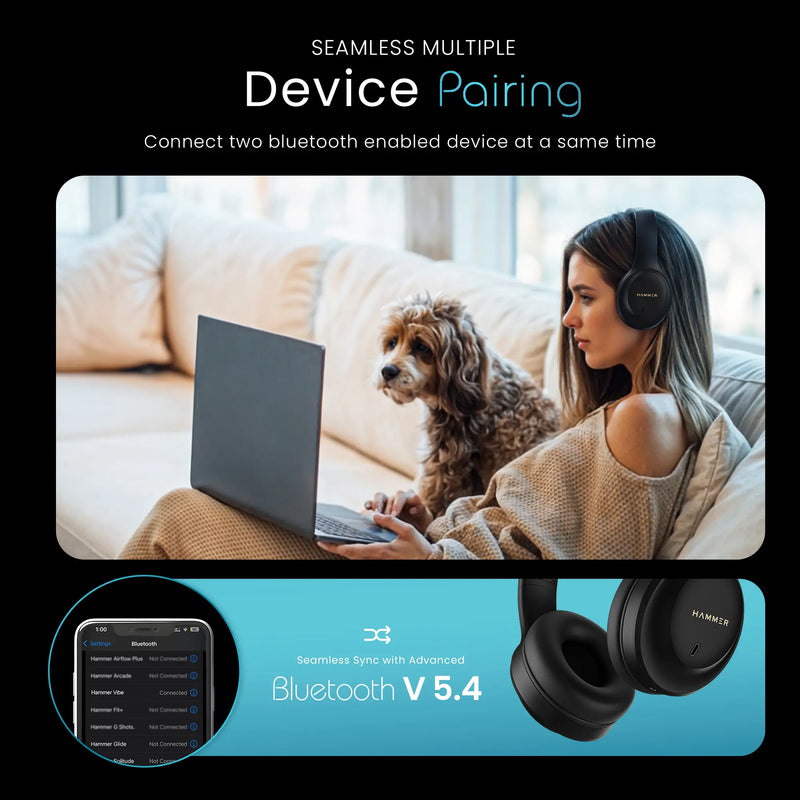 Hammer Vibe ENC Bluetooth Gaming Headphone Long Play Time-6