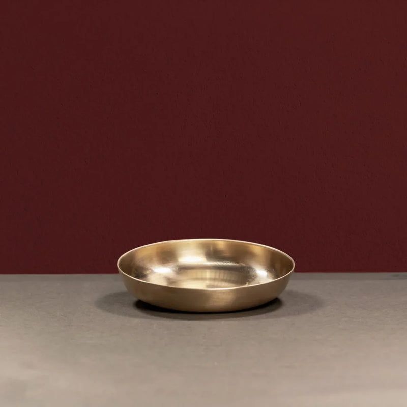 Handcrafted Kansa Snack Plate in a slightly slanting position-Zishta Traditional Bronze Serveware