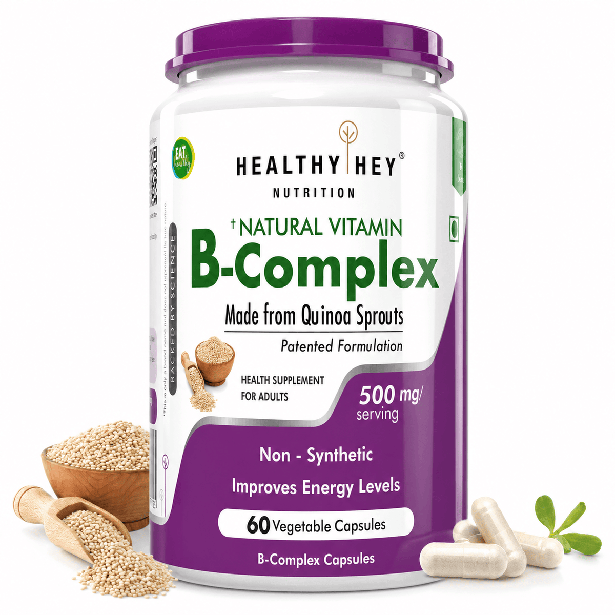 Vitamin B-Complex, Non Synthetic Improves Energy Levels capsules