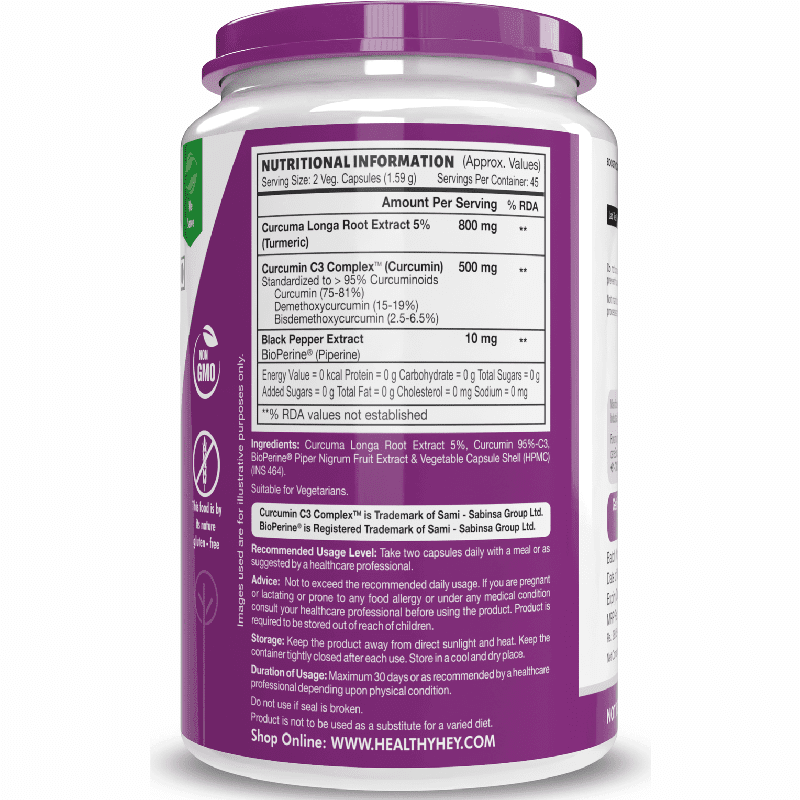 Curcumin with Bioperine (Piperine) 1310mg, Natural Antioxidant help reduce inflammation & Pain (Ultra Pure) with Piperine