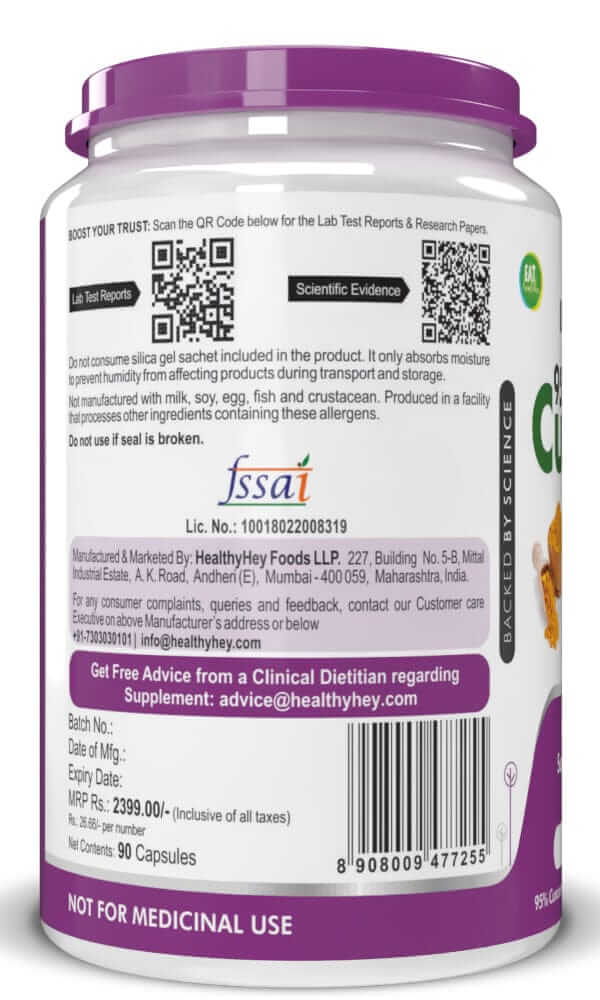 Curcumin with Bioperine (Piperine) 1310mg, Natural Antioxidant help reduce inflammation & Pain (Ultra Pure) with Piperine