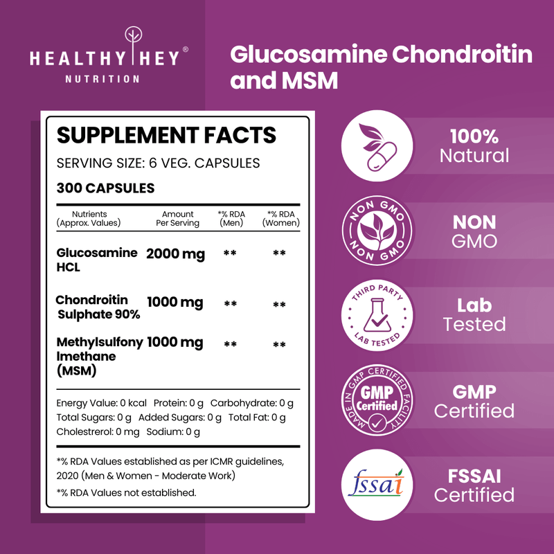 Double Strength Glucosamine Chondroitin and MSM, Support Bone & joint Health for Cartilage; Joint and Bone