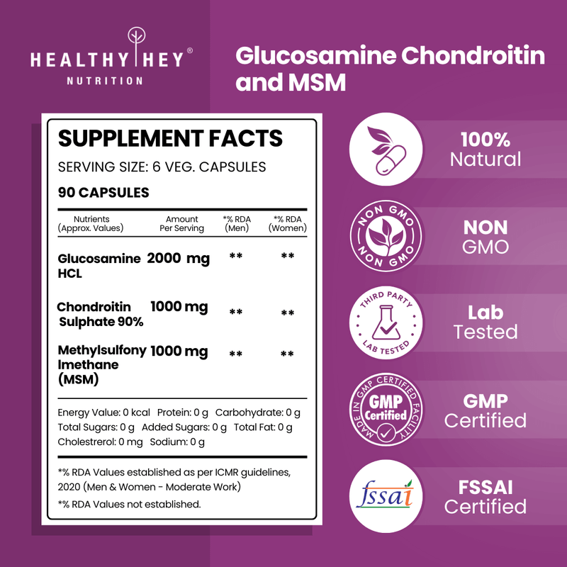 Double Strength Glucosamine Chondroitin and MSM, Support Bone & joint Health for Cartilage; Joint and Bone