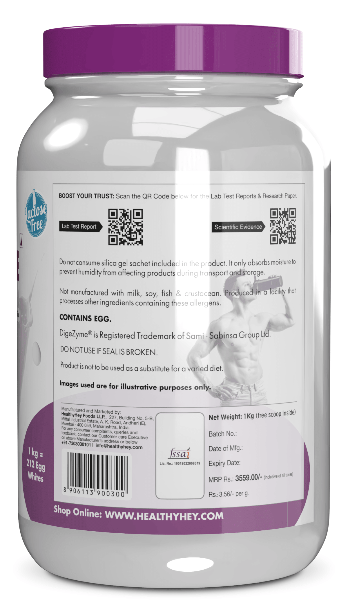 100% Egg White Protein Low in Purine - Instant Mix - 80% Protein - Non GMO & Lactose Free