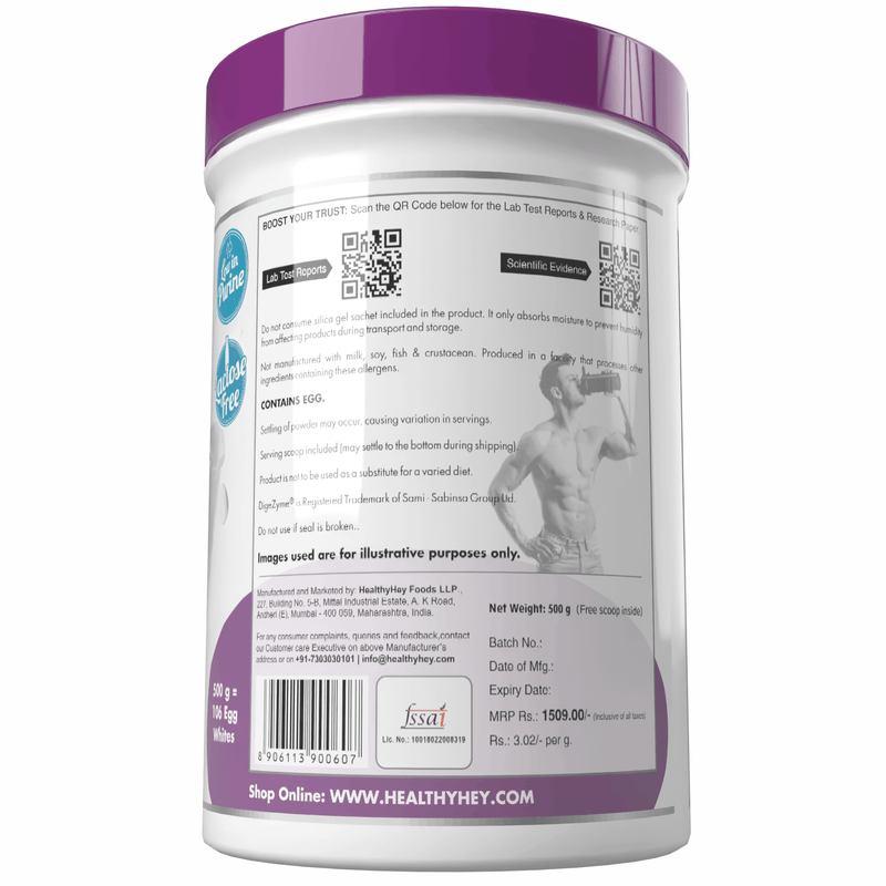 100% Egg White Protein Low in Purine - Instant Mix - 80% Protein - Non GMO & Lactose Free