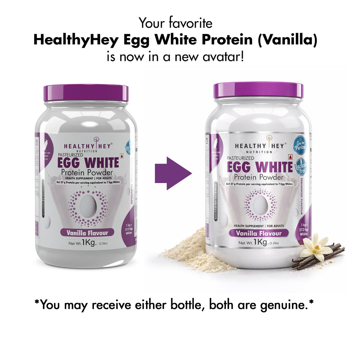100% Egg White Protein Low in Purine - Instant Mix - 80% Protein - Non GMO & Lactose Free