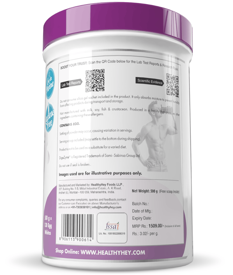 100% Egg White Protein Low in Purine - Instant Mix - 80% Protein - Non GMO & Lactose Free