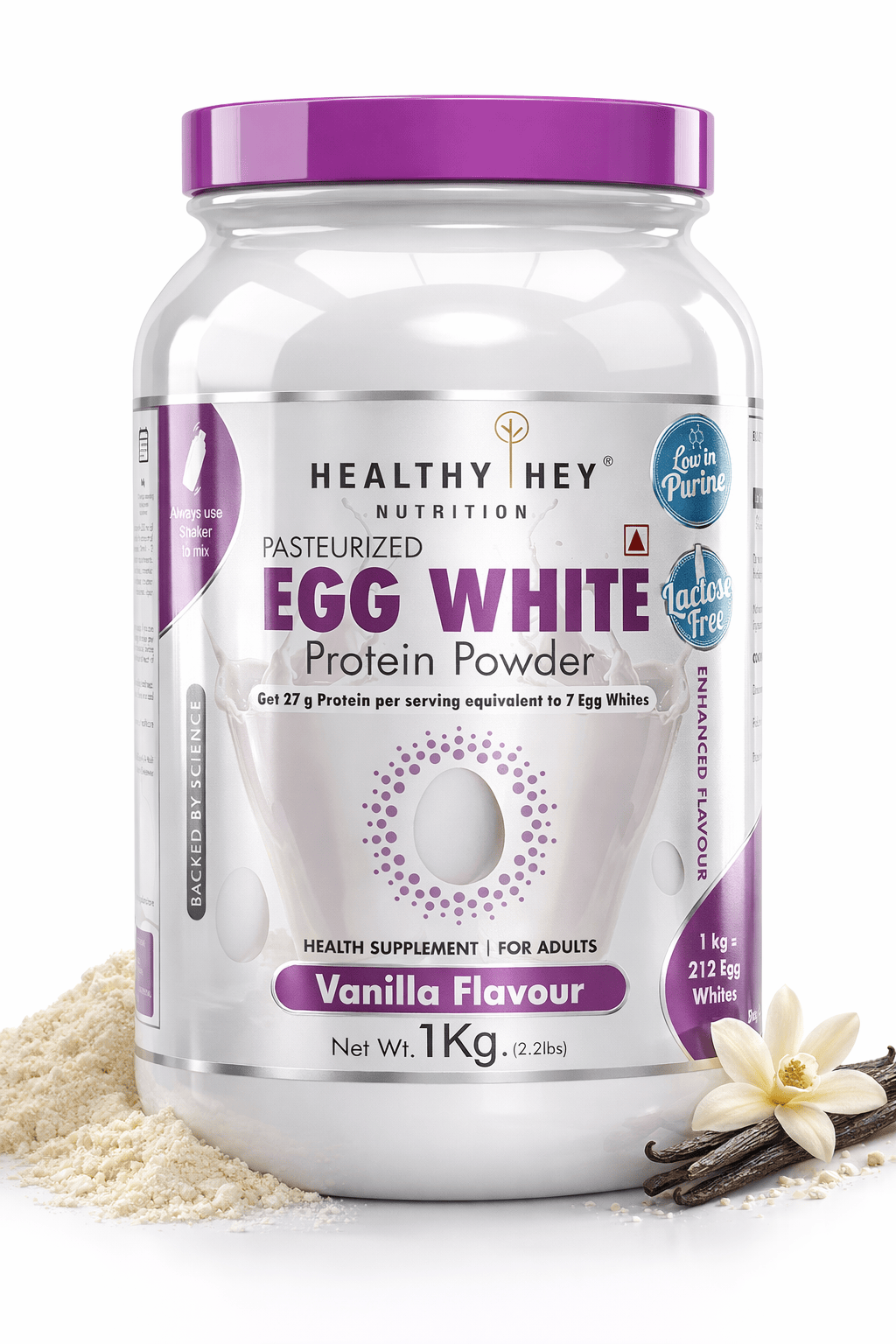 100% Egg White Protein Low in Purine - Instant Mix - 80% Protein - Non GMO & Lactose Free