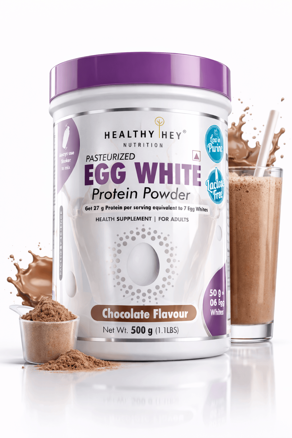 100% Egg White Protein Low in Purine - Instant Mix - 80% Protein - Non GMO & Lactose Free