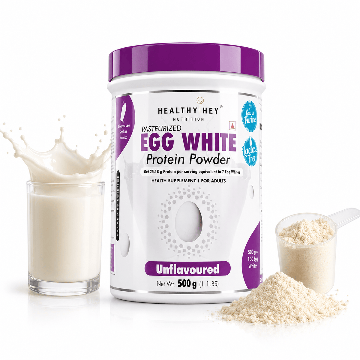 100% Egg White Protein Low in Purine - Instant Mix - 80% Protein - Non GMO & Lactose Free
