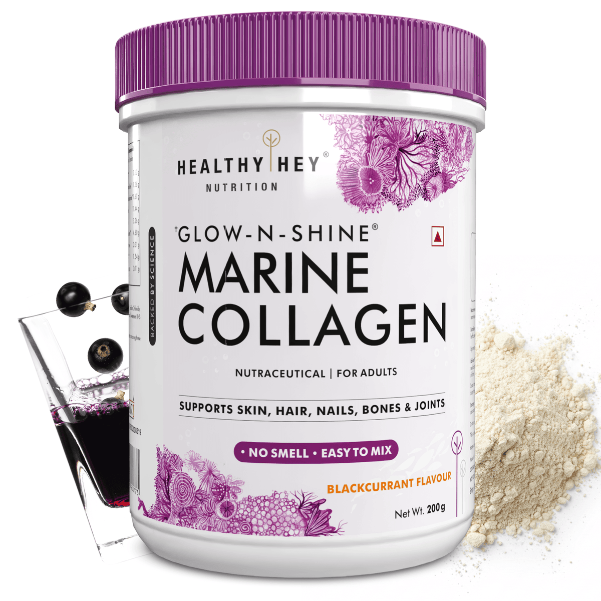 Glow-n-Shine Marine Collagen Peptide Powder 200g - Boost Skin, Hair & Joint Health