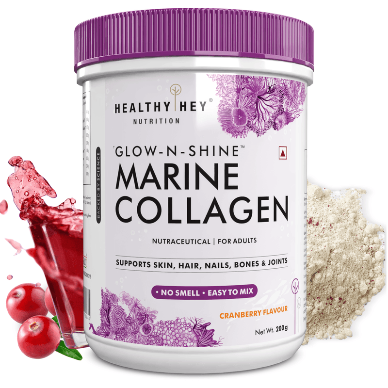 Glow-n-Shine Marine Collagen Peptide Powder 200g - Boost Skin, Hair & Joint Health