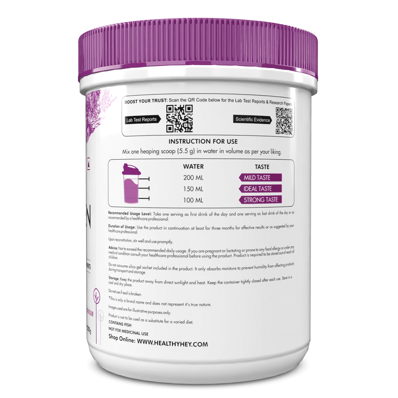 Glow-n-Shine Marine Collagen Peptide Powder 200g - Boost Skin, Hair & Joint Health