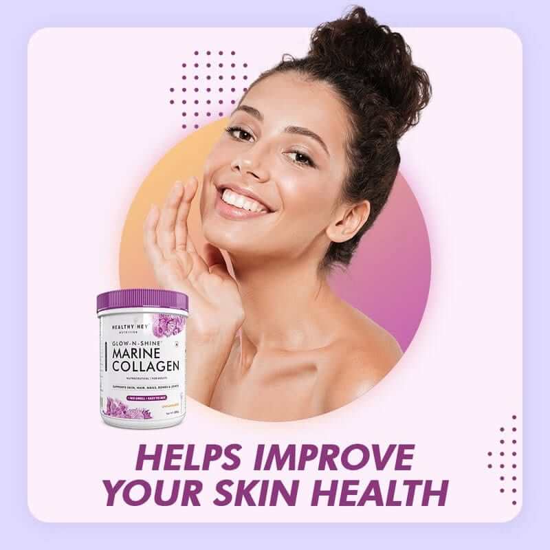 Glow-n-Shine Marine Collagen Peptide Powder 200g - Boost Skin, Hair & Joint Health
