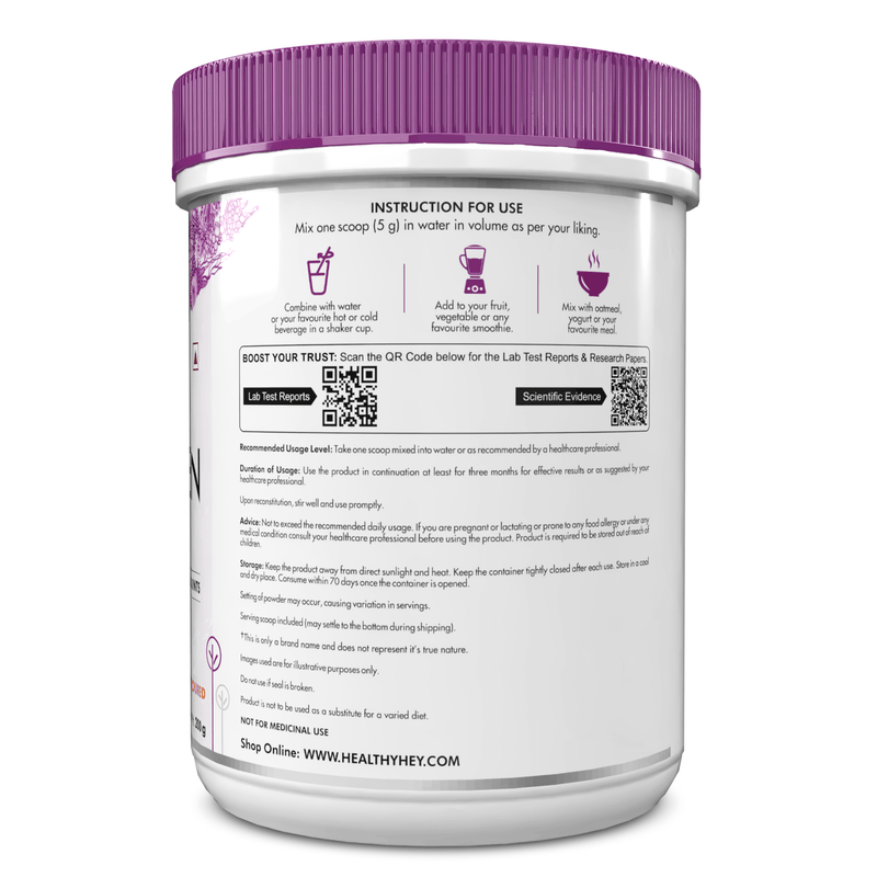 Glow-n-Shine Marine Collagen Peptide Powder 200g - Boost Skin, Hair & Joint Health