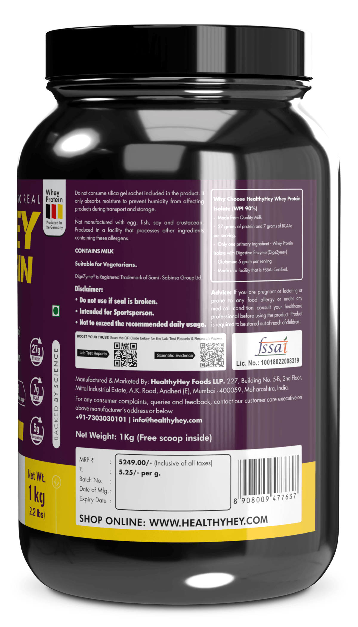 ISO Whey Protein - ISOReal - Sourced from Germany - 90% Protein