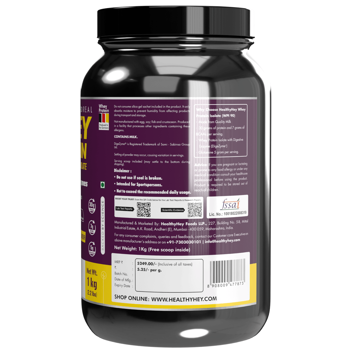 ISO Whey Protein - ISOReal - Sourced from Germany - 90% Protein