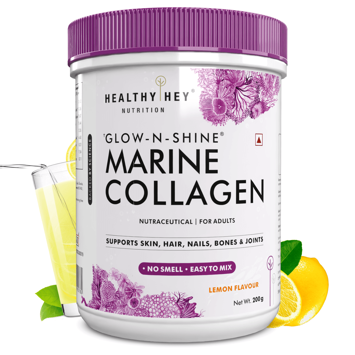 Glow-n-Shine Marine Collagen Peptide Powder 200g - Boost Skin, Hair & Joint Health