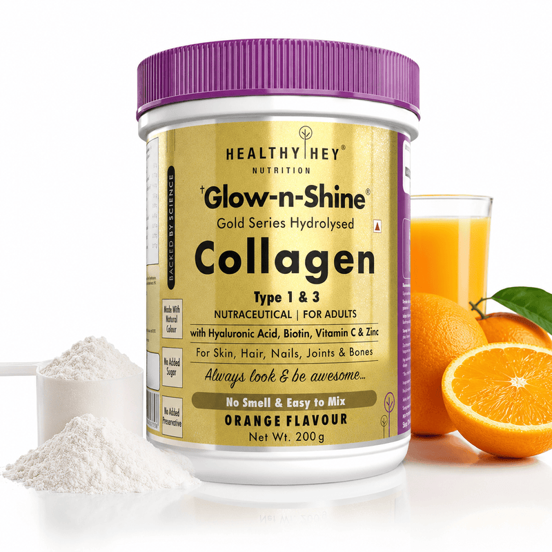 Skin Glow-n-Shine Collagen Powder 200g | Hydrolysed Collagen for Women and Men with Hyaluronic Acid, Biotin and Vitamin C for Healthy Skin, Hair and Nails