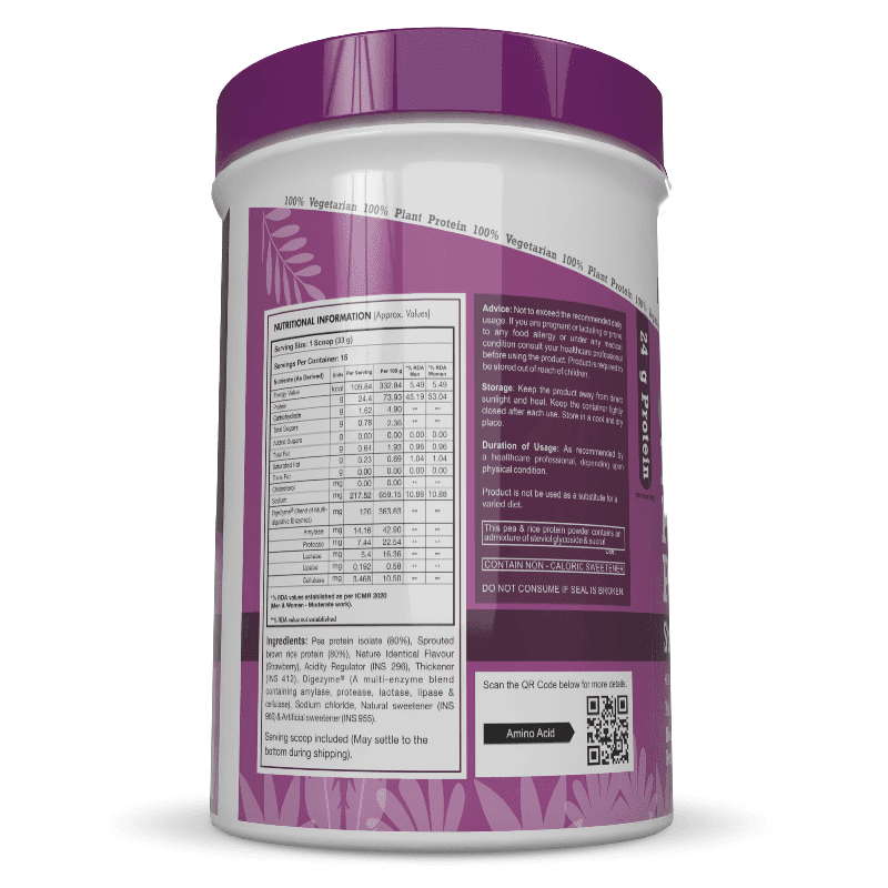 Plant Protein Powder, Protein - Low Net Carbs, Non Dairy, Gluten Free, Lactose Free, No Sugar Added, Soy Free, Non-GMO