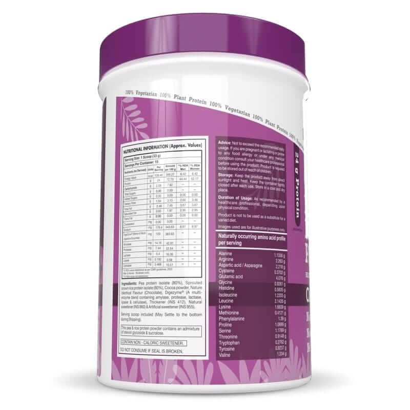 Plant Protein Powder, Protein - Low Net Carbs, Non Dairy, Gluten Free, Lactose Free, No Sugar Added, Soy Free, Non-GMO