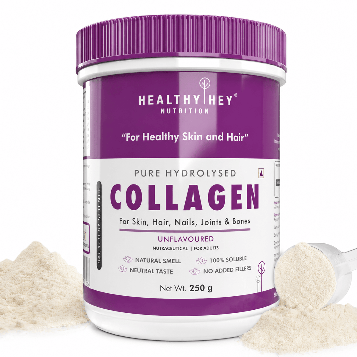 Pure Collagen Powder | Collagen Supplement for Glowing Skin | Pure Hydrolysed Collagen Powder for Women and Men | Unflavoured-250 gm