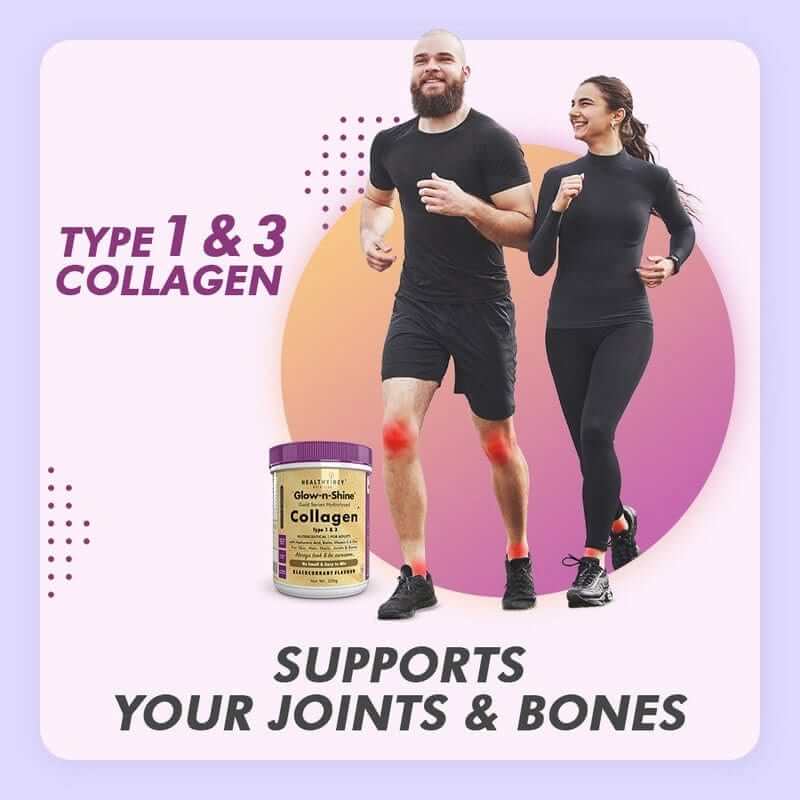 Skin Glow-n-Shine Collagen Powder 200g | Hydrolysed Collagen for Women and Men with Hyaluronic Acid, Biotin and Vitamin C for Healthy Skin, Hair and Nails