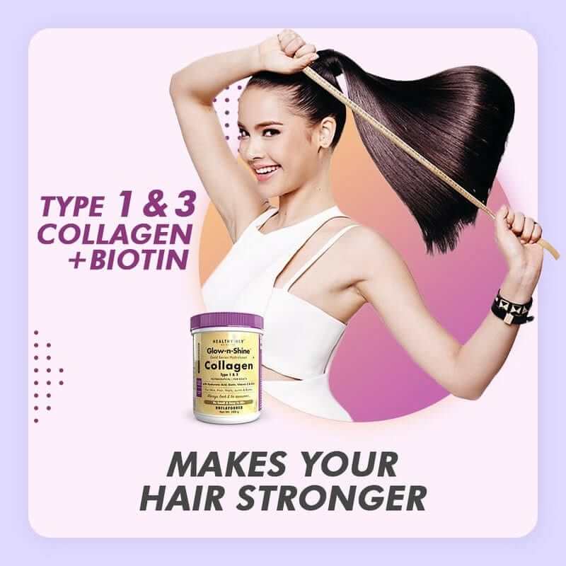 Skin Glow-n-Shine Collagen Powder 200g | Hydrolysed Collagen for Women and Men with Hyaluronic Acid, Biotin and Vitamin C for Healthy Skin, Hair and Nails