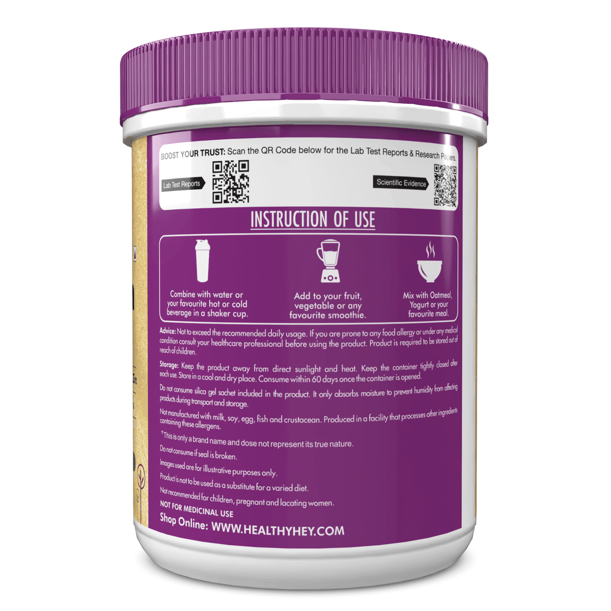 Skin Glow-n-Shine Collagen Powder 200g | Hydrolysed Collagen for Women and Men with Hyaluronic Acid, Biotin and Vitamin C for Healthy Skin, Hair and Nails