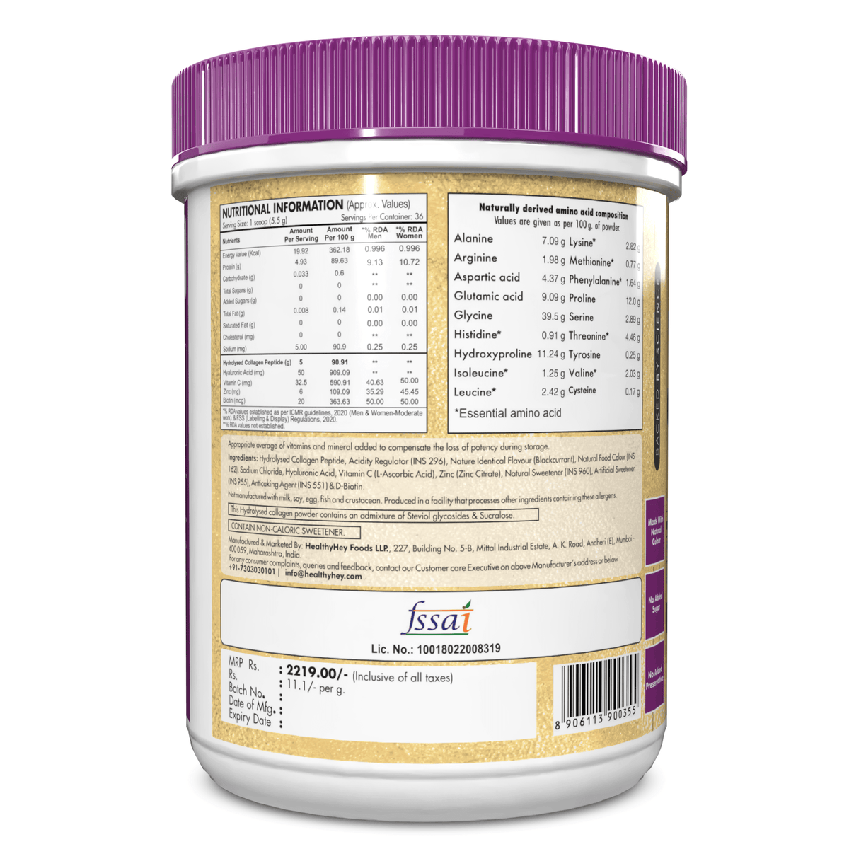 Skin Glow-n-Shine Collagen Powder 200g | Hydrolysed Collagen for Women and Men with Hyaluronic Acid, Biotin and Vitamin C for Healthy Skin, Hair and Nails