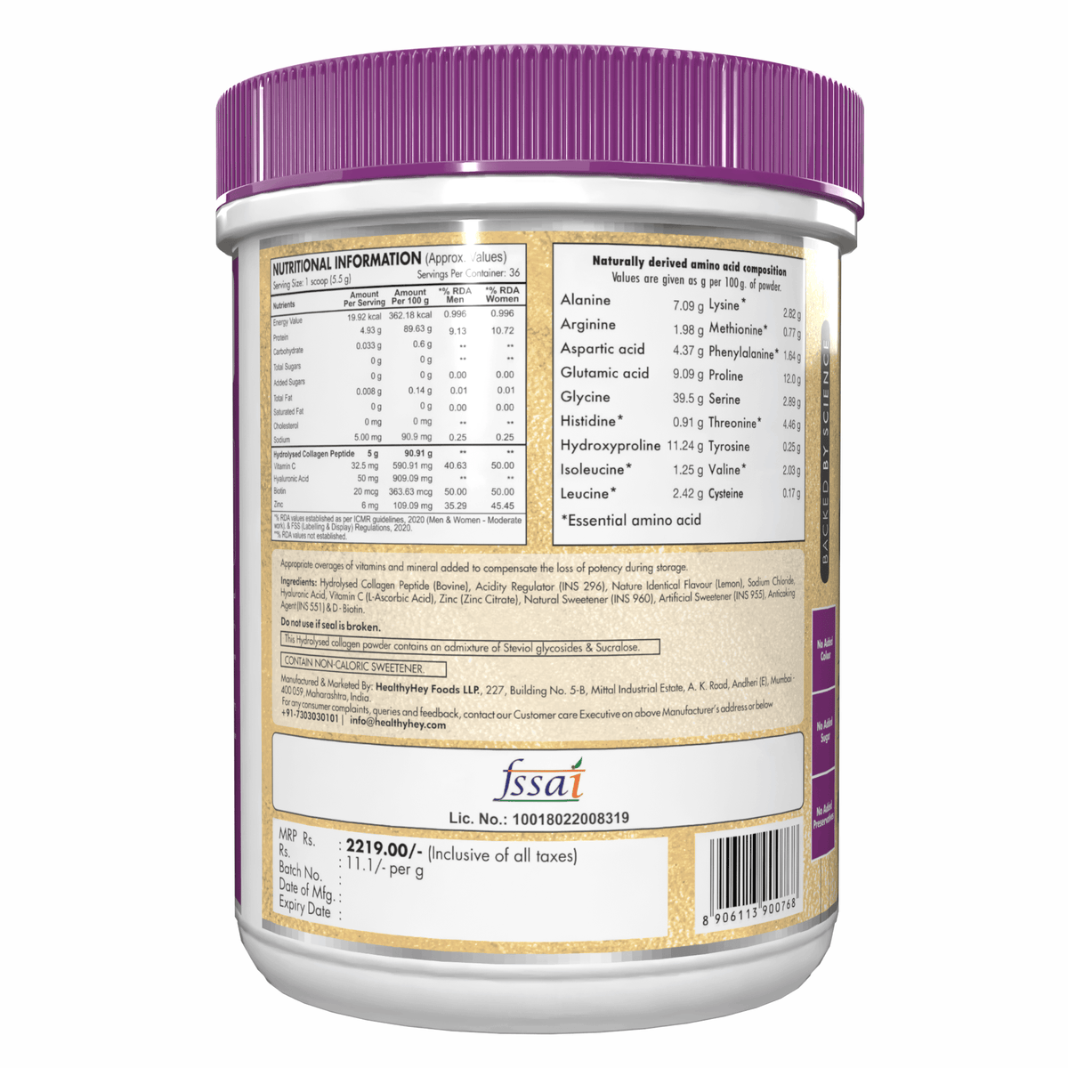 Skin Glow-n-Shine Collagen Powder 200g | Hydrolysed Collagen for Women and Men with Hyaluronic Acid, Biotin and Vitamin C for Healthy Skin, Hair and Nails