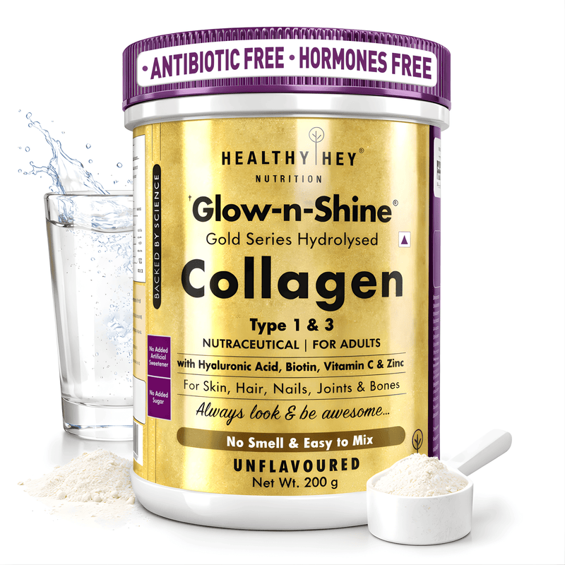 Skin Glow-n-Shine Collagen Powder 200g | Hydrolysed Collagen for Women and Men with Hyaluronic Acid, Biotin and Vitamin C for Healthy Skin, Hair and Nails