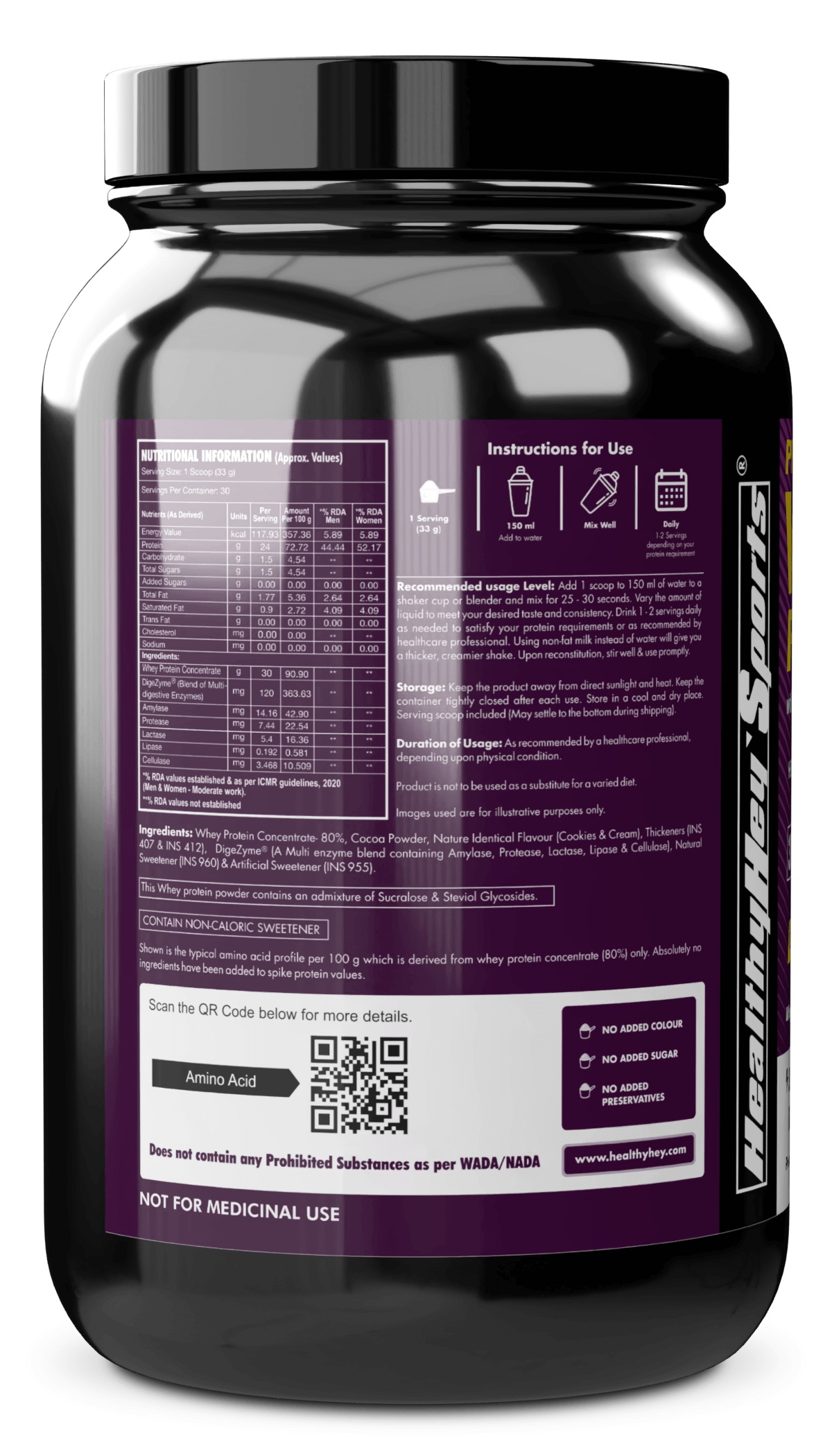 Whey Protein Concentrate - 80% Protein with Digestive Enzymes