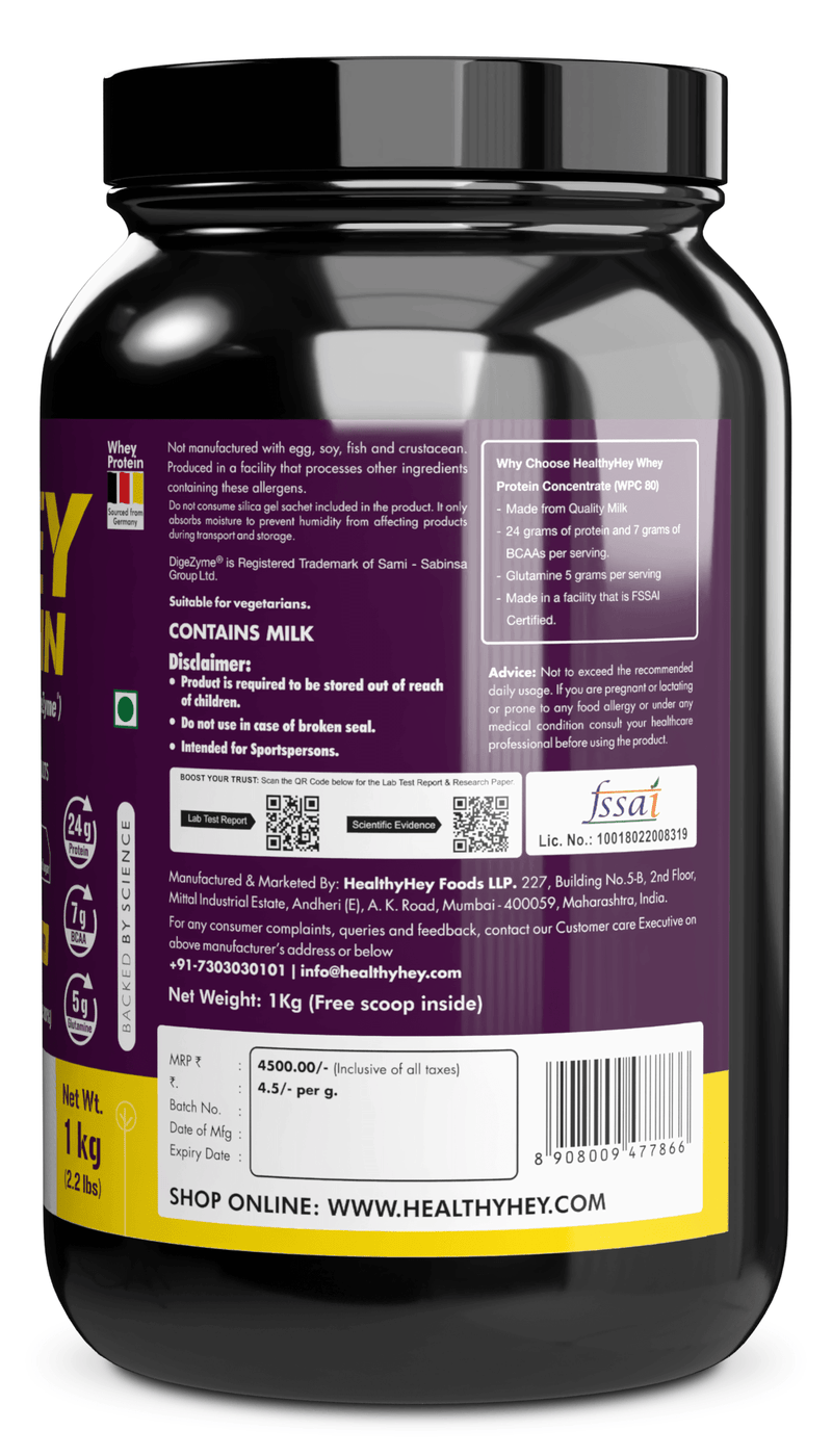 Whey Protein Concentrate - 80% Protein with Digestive Enzymes