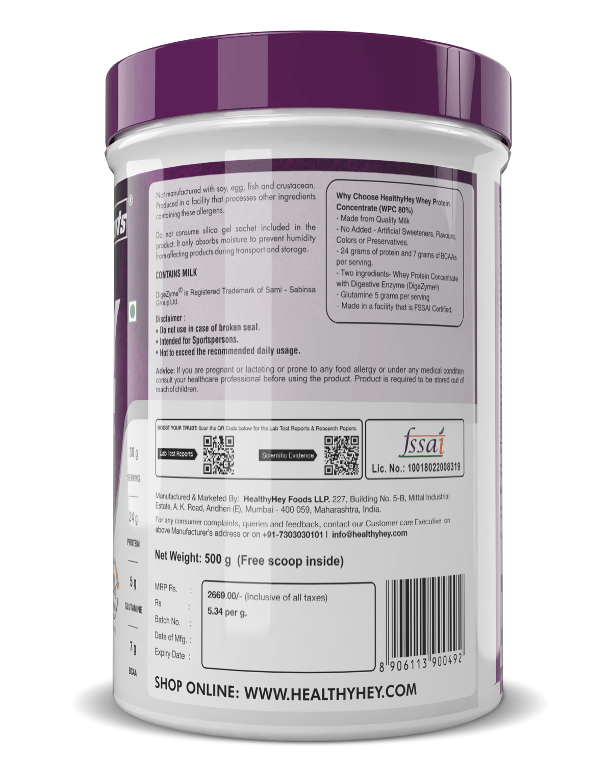 Whey Protein Concentrate - 80% Protein with Digestive Enzymes