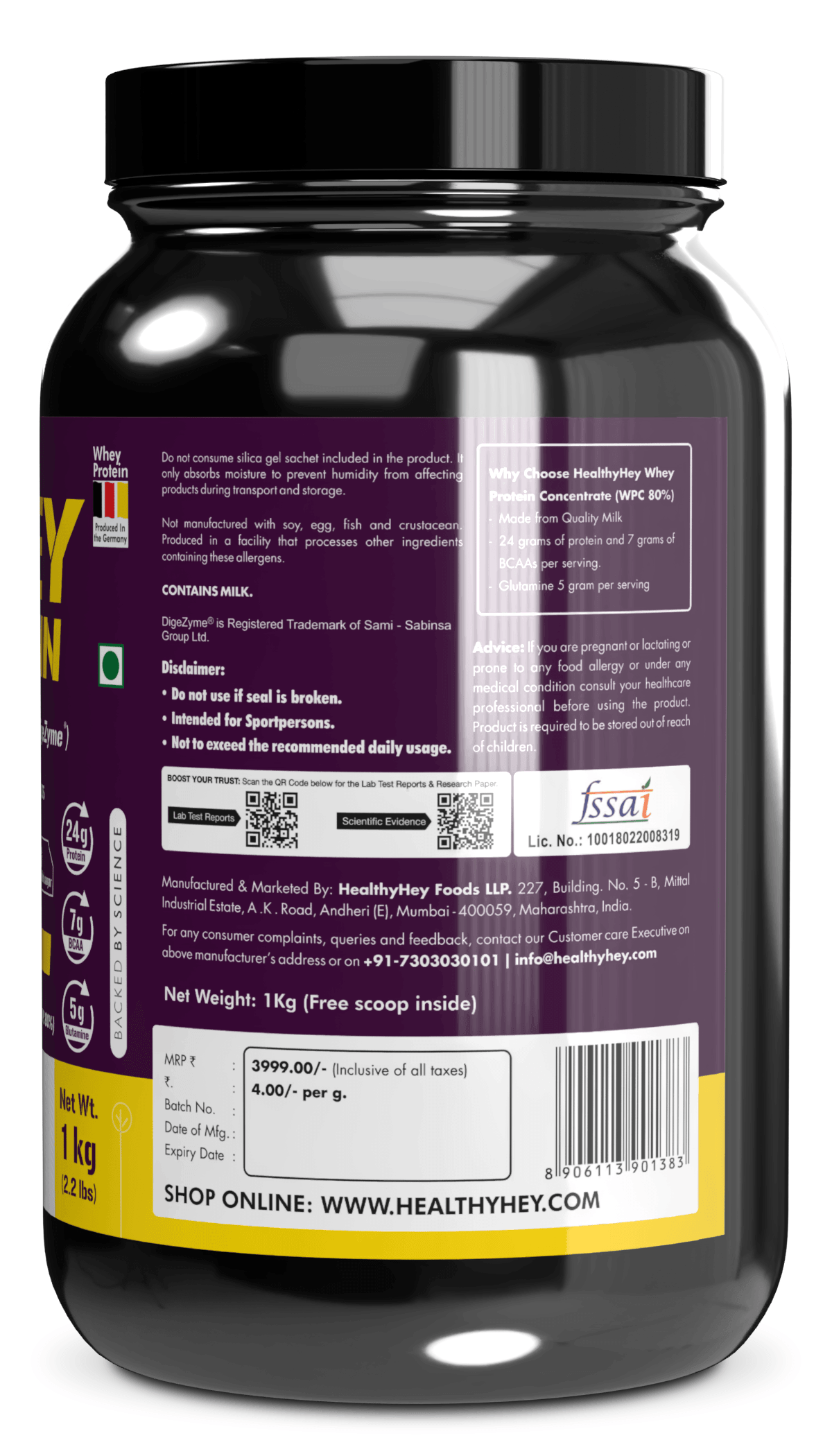 Whey Protein Concentrate - 80% Protein with Digestive Enzymes