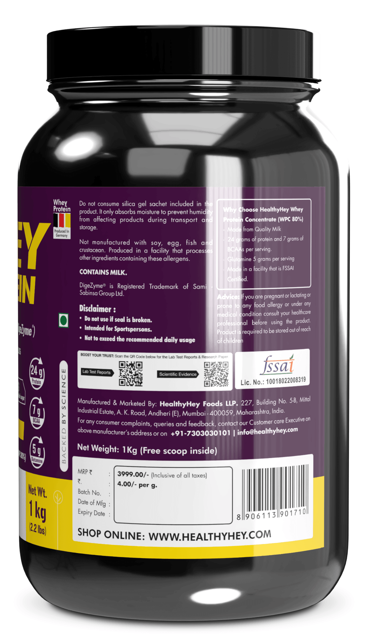 Whey Protein Concentrate - 80% Protein with Digestive Enzymes