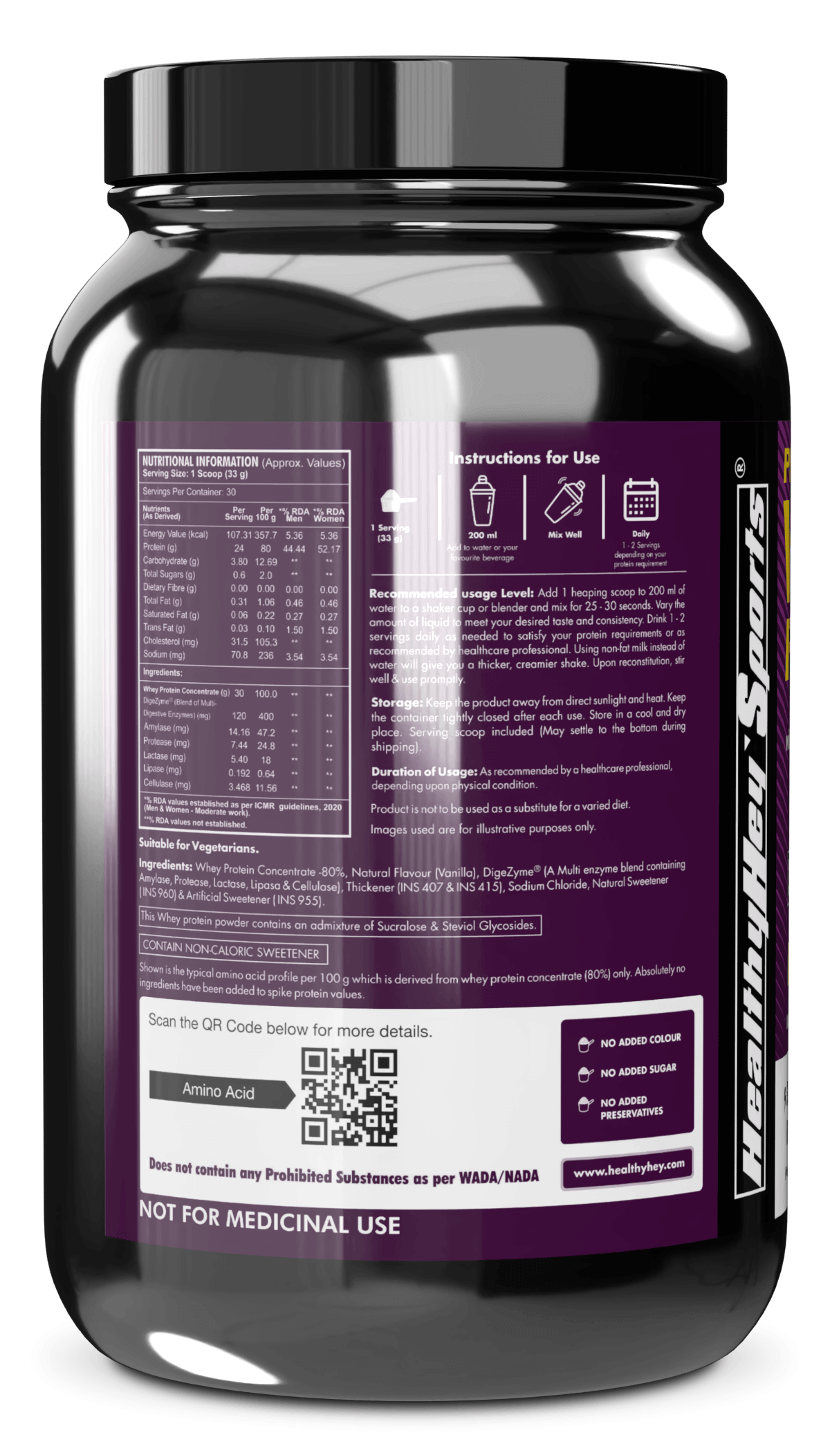 Whey Protein Concentrate - 80% Protein with Digestive Enzymes